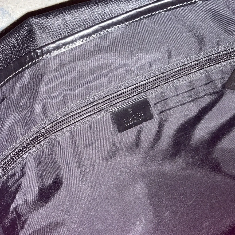 100% AUTH GUCCI INTERLOCKING GG‎ BLACK CANVAS SHOULDER CROSSBODY BIG BAG LAPTOP